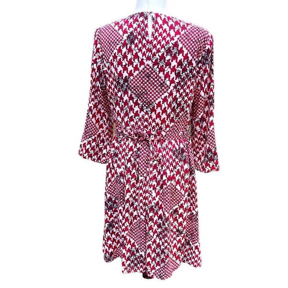 Brooks Brothers Refined Red Floral Belted Knee Length Dress Preppy Size 8 - Picture 5 of 10